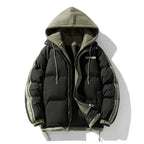Gewatteerde parka voor heren met ingebouwde hoodie en tweewegrits
