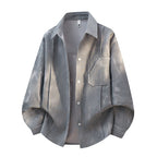 Oversized corduroy workshirt voor heren in batiklook met drukknoopsluiting