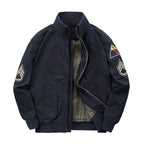 Bomberjack voor heren in militaire stijl met patches en verdekte rits
