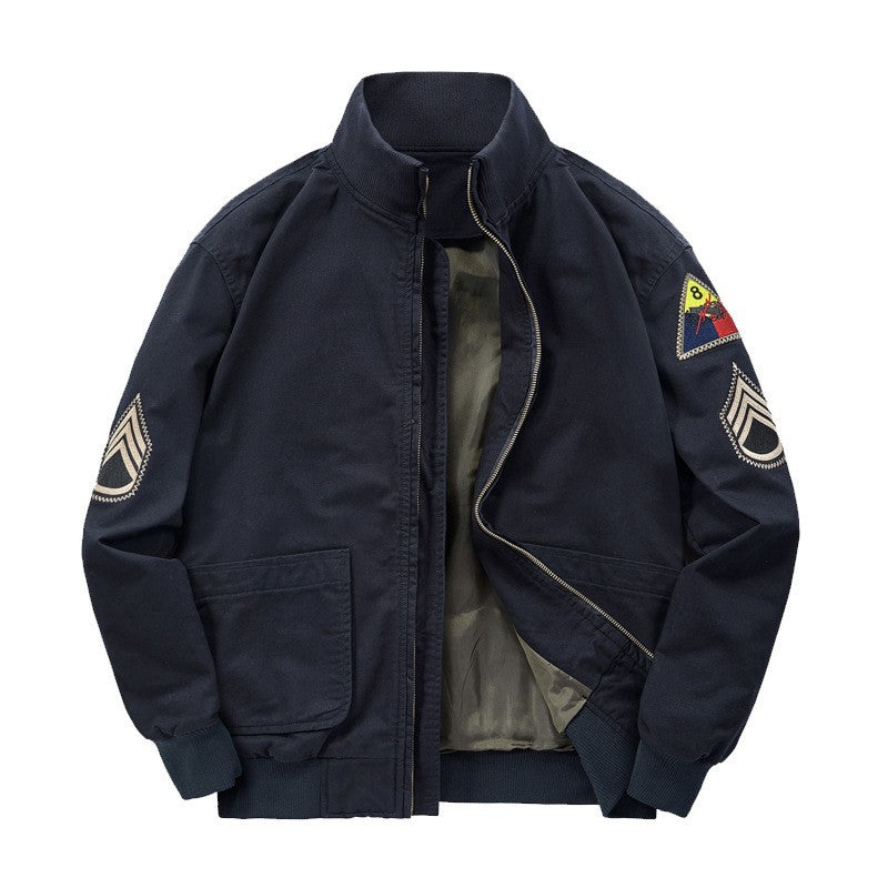 Bomberjack voor heren in militaire stijl met patches en verdekte rits
