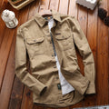 Canvas overshirt voor heren met borstzakken met klep en verstevigde naden