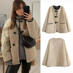Cropped jasje voor dames met ronde hals en zakken