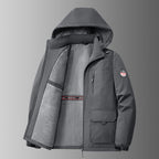 Gevoerde softshell-winterjas voor heren met capuchon en multifunctionele zakken