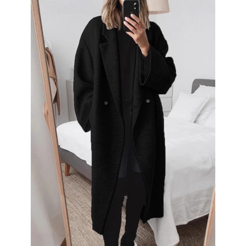 Oversized mantel voor dames met revers en dubbele knopenrij