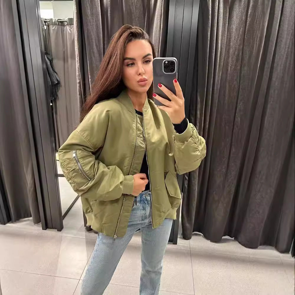 Oversized bomberjack voor dames met zakken