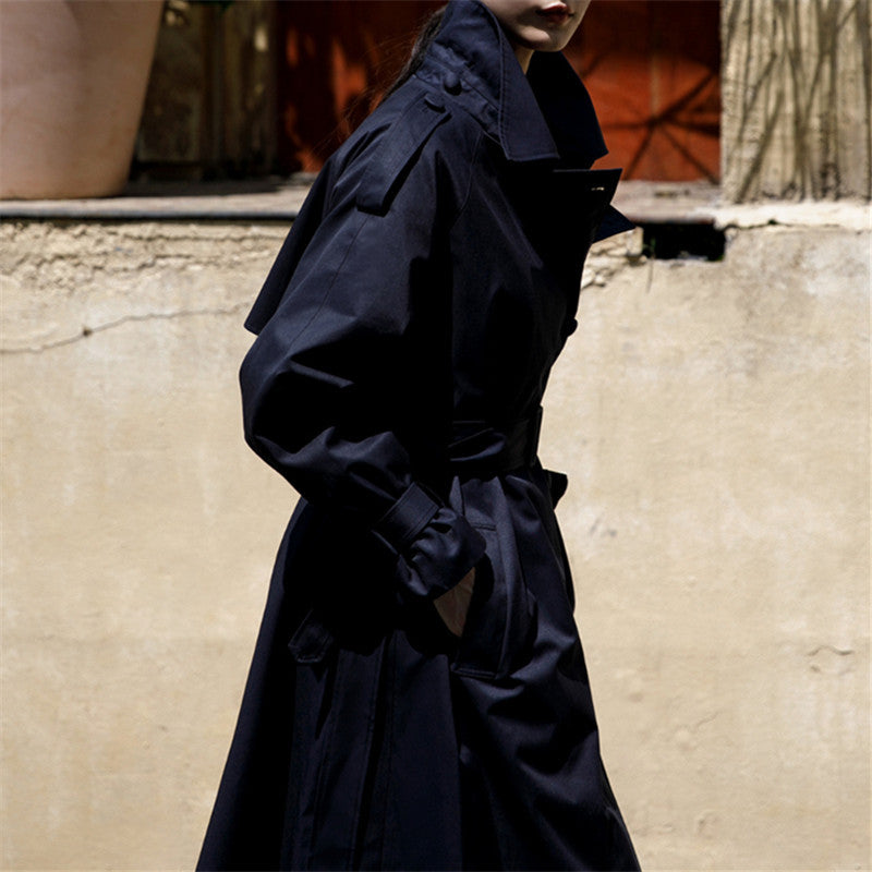Oversized trenchcoat voor dames met stormflap en afneembare strikceintuur