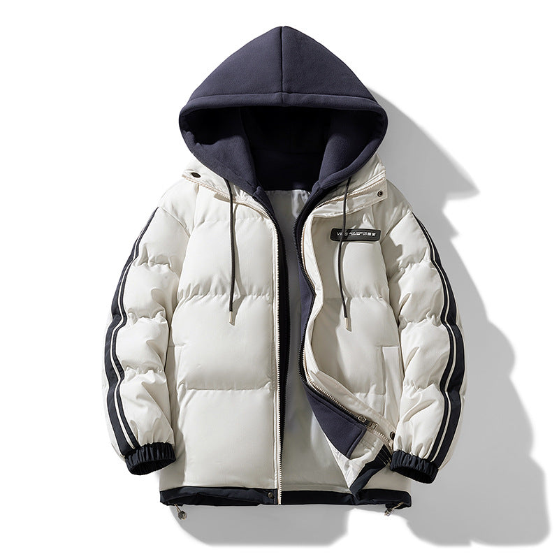 Gewatteerde parka voor heren met ingebouwde hoodie en tweewegrits