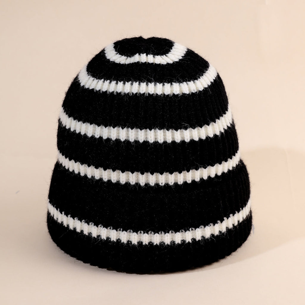 Gestreepte beanie voor dames met zachte binnenvoering