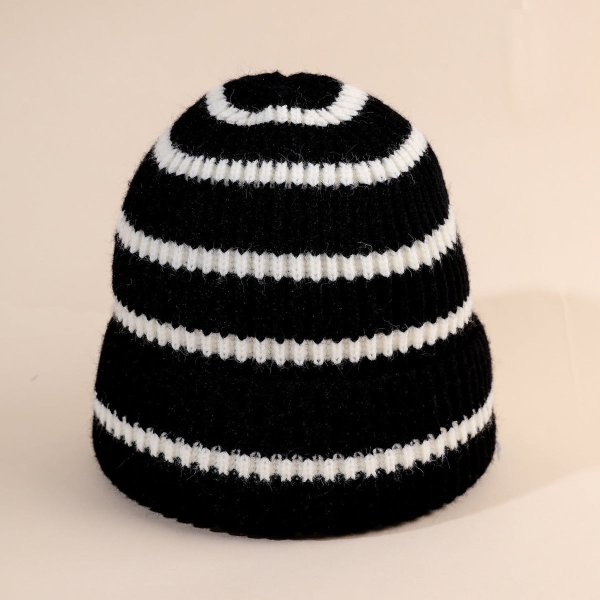 Gestreepte beanie voor dames met zachte binnenvoering