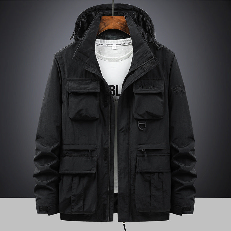 Fieldjacket voor heren met capuchon en multifunctionele zakken