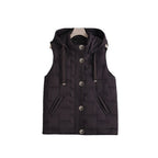 Gewatteerde bodywarmer voor dames met capuchon, knoopsluiting en steekzakken