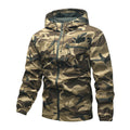Camouflagejas voor heren met capuchon en zakken