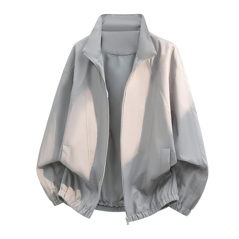 Oversized lichte blouson voor heren met opstaande kraag en elastische zoom