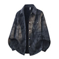 Oversized corduroy workshirt voor heren in batiklook met drukknoopsluiting