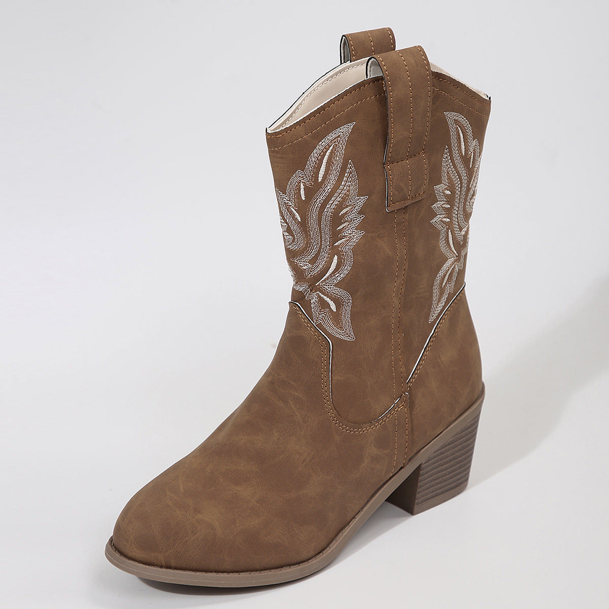 Enkellaarsjes voor dames in westernstijl met blokhak