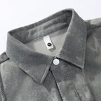 Oversized corduroy workshirt voor heren in batiklook met drukknoopsluiting