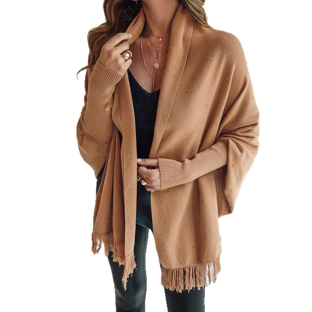 Poncho voor dames met franjes