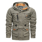 Waterdichte en winddichte outdoorparka voor heren met afneembare capuchon