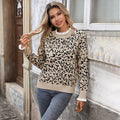 Trui voor dames met luipaardprint, ronde hals, lange mouwen en ruche