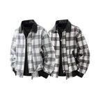 Geruit overshirt voor heren met kraag van imitatieleer en warme voering