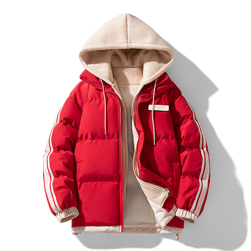 Gewatteerde parka voor heren met ingebouwde hoodie en tweewegrits
