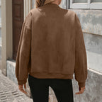 Oversized bomberjack voor dames met lange mouwen en borstzakken