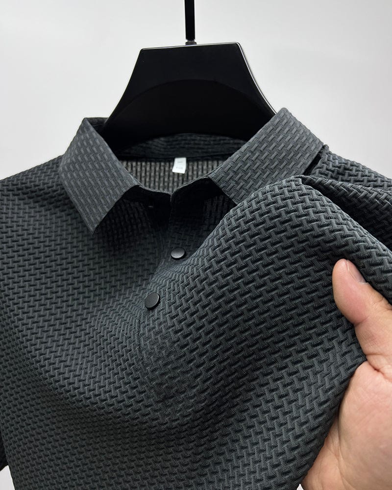 Herren Polohemd Modern Freizeit Stil – Atmungsaktives Sommer Oberteil mit Strukturmuster