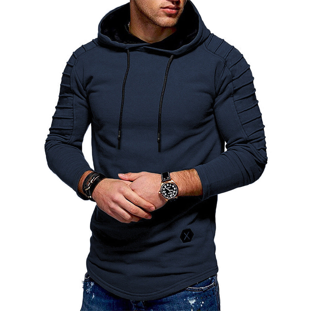 Lange hoodie voor heren met koord en lange mouwen