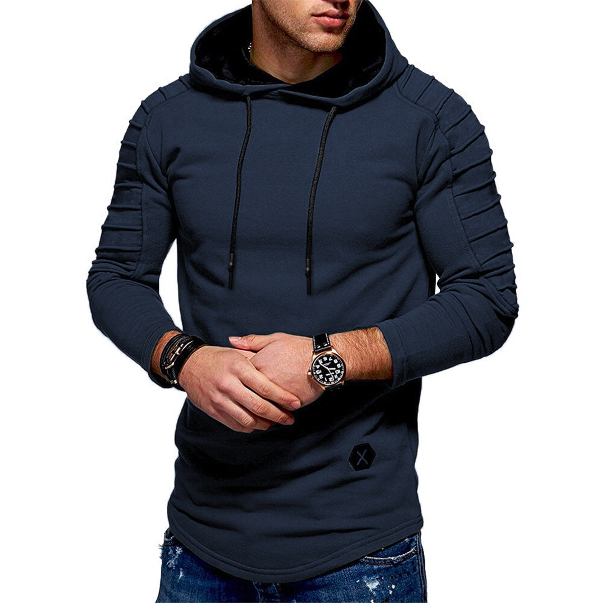 Lange hoodie voor heren met koord en lange mouwen