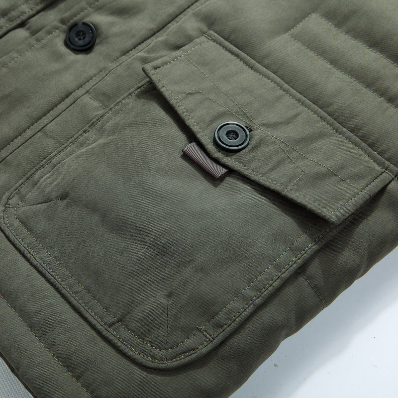 Winterparka voor heren met capuchon, knopen en zakken