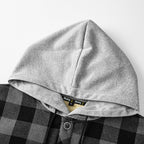 Geruit overshirt voor heren met capuchon, borstzak en drukknopen
