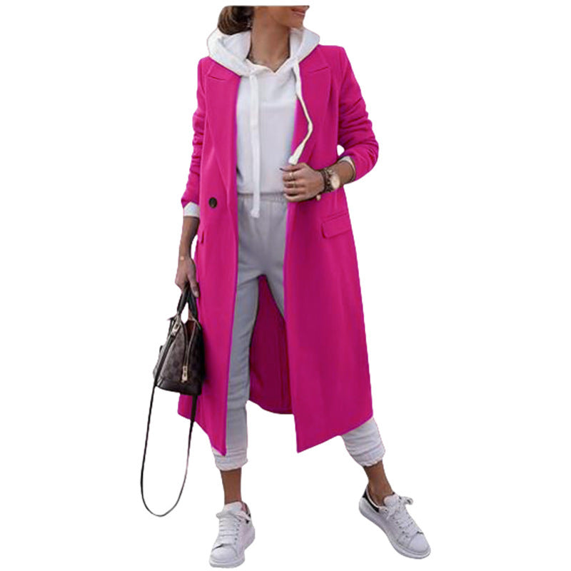 Oversized mantel voor dames met klassieke revers en zakken