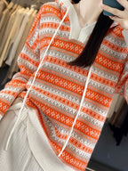 Oversized hoodie voor dames met V-hals en koord