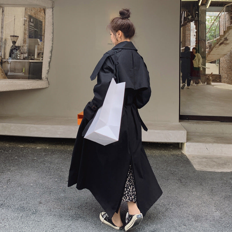 Oversized trenchcoat voor dames met dubbele knopenrij en stormflap