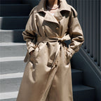 Oversized trenchcoat voor dames met stormflap en afneembare strikceintuur