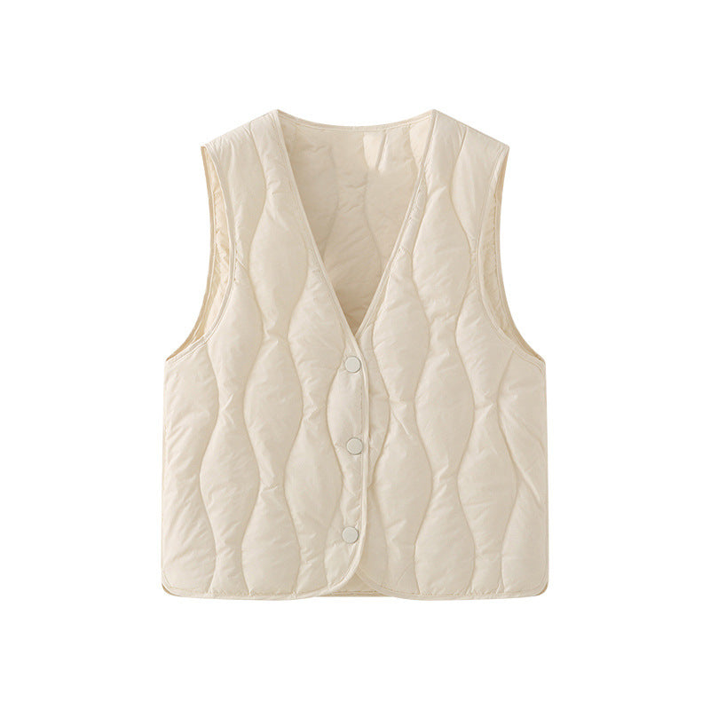 Gewatteerde bodywarmer voor dames met V-hals en drukknoopsluiting