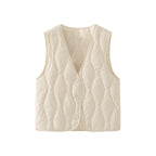 Gewatteerde bodywarmer voor dames met V-hals en drukknoopsluiting