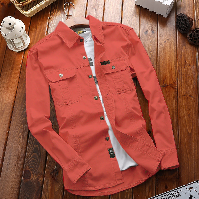 Canvas overshirt voor heren met borstzakken met klep en verstevigde naden