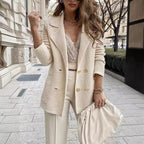 Gebreide blazer voor dames met dubbele knopenrij en reverskraag