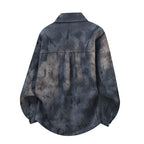 Oversized corduroy workshirt voor heren in batiklook met drukknoopsluiting