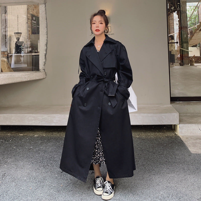 Oversized trenchcoat voor dames met dubbele knopenrij en stormflap