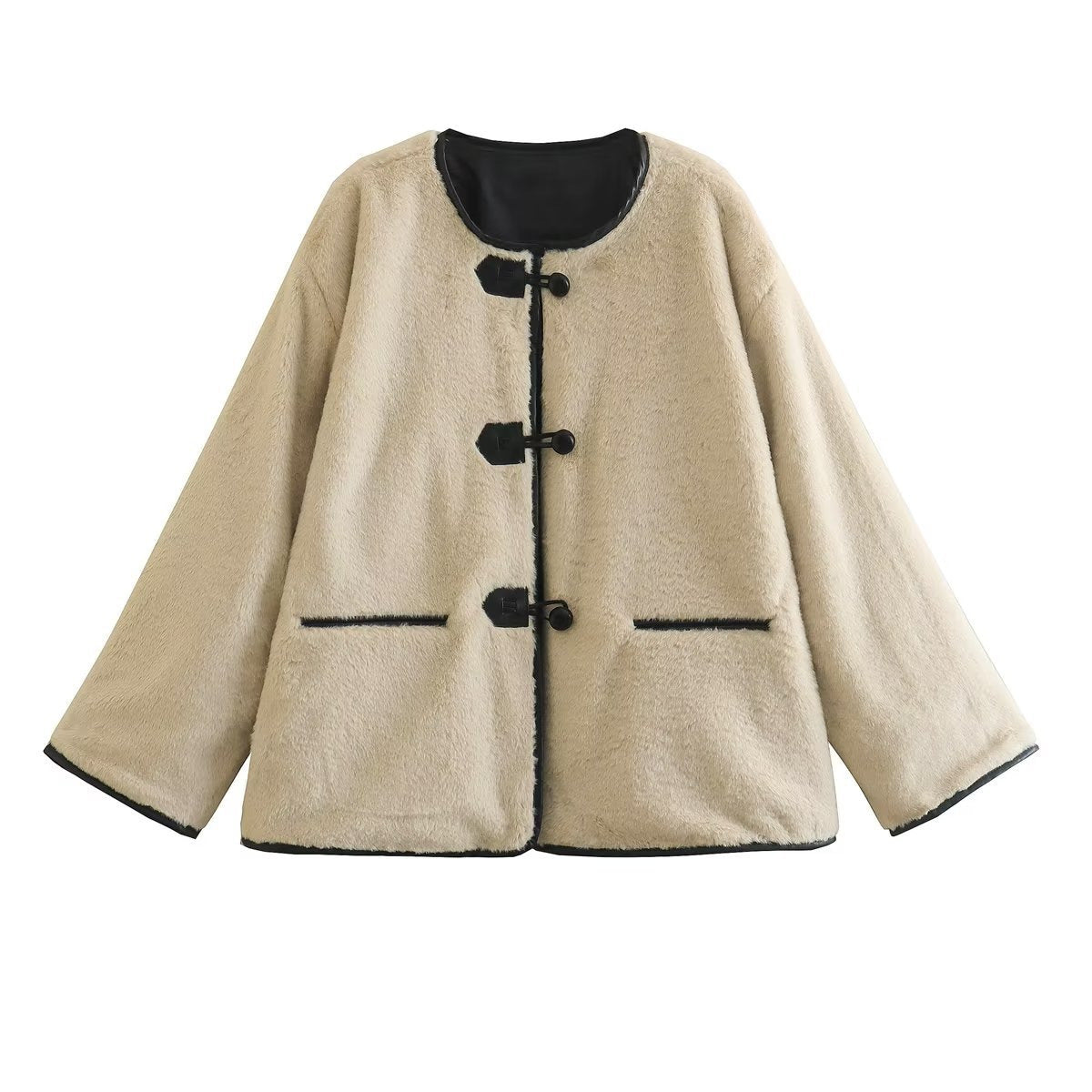 Cropped jasje voor dames met ronde hals en zakken