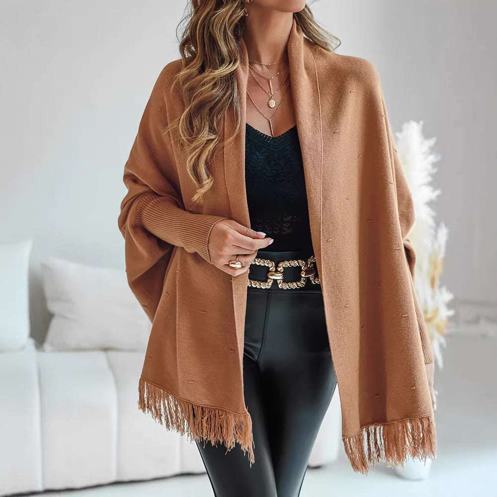 Poncho voor dames met franjes