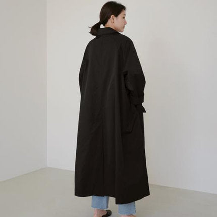 Lange swingcoat voor dames met A-lijnsnit en verlaagde schouders