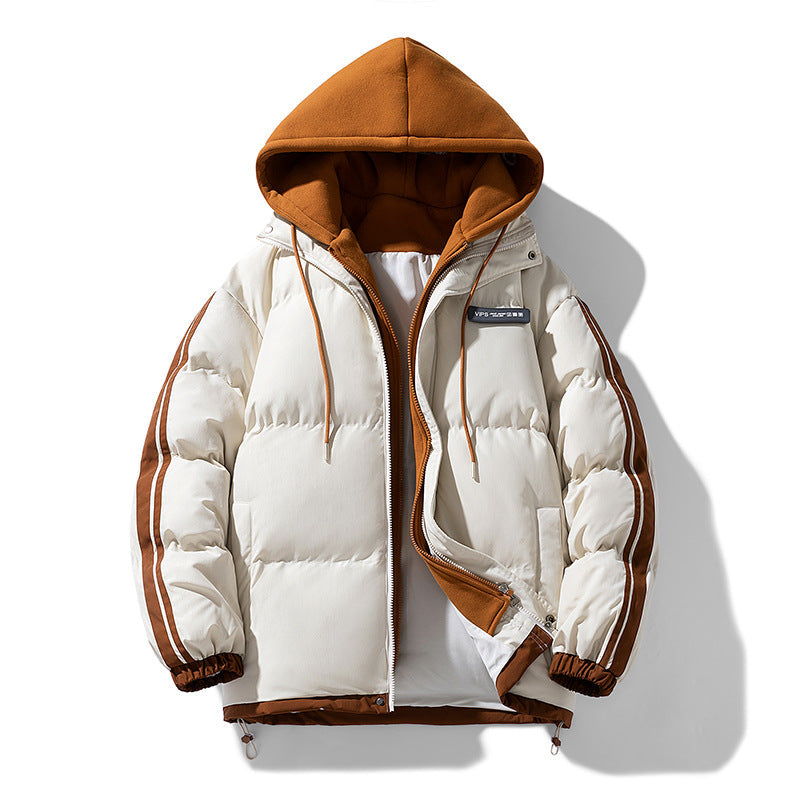 Gewatteerde parka voor heren met ingebouwde hoodie en tweewegrits