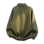 Oversized fieldjacket voor heren van imitatieleer met verdekte rits