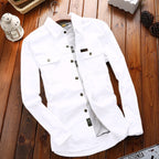 Canvas overshirt voor heren met borstzakken met klep en verstevigde naden