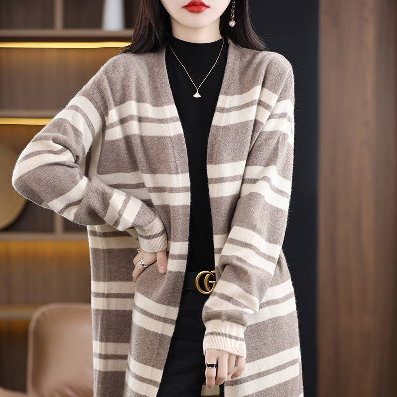 Oversized lang vest voor dames met strepen