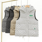 Gewatteerde bodywarmer voor dames met capuchon, allover logoprint en verstelbare zoom
