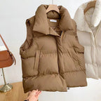 Gewatteerde bodywarmer voor dames met sjaalkraag en verstelbare zoom met koord